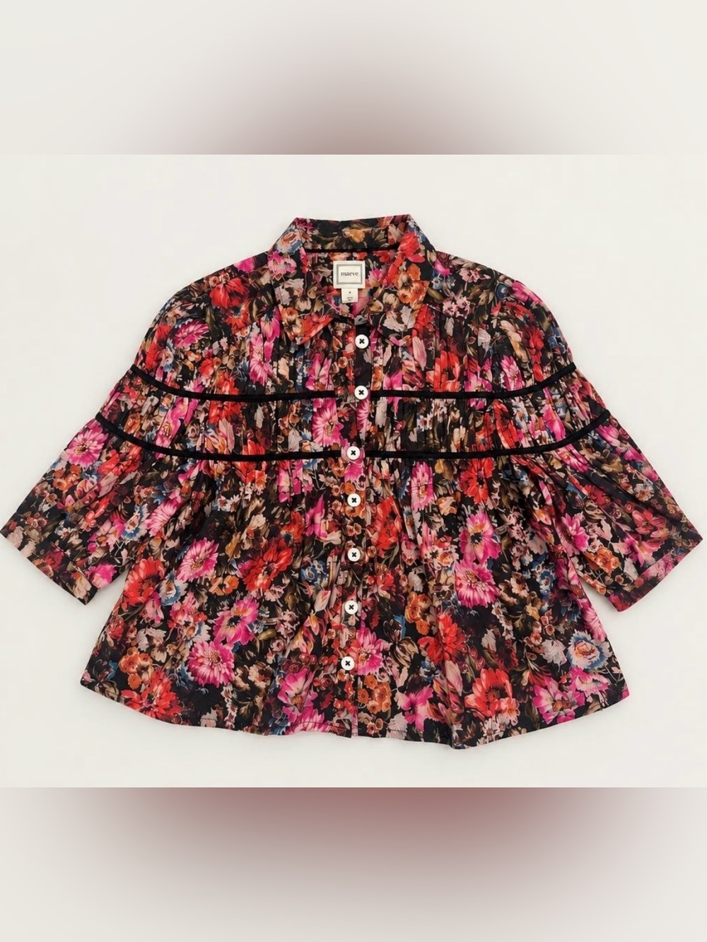 Maeve dark floral cropped blouse